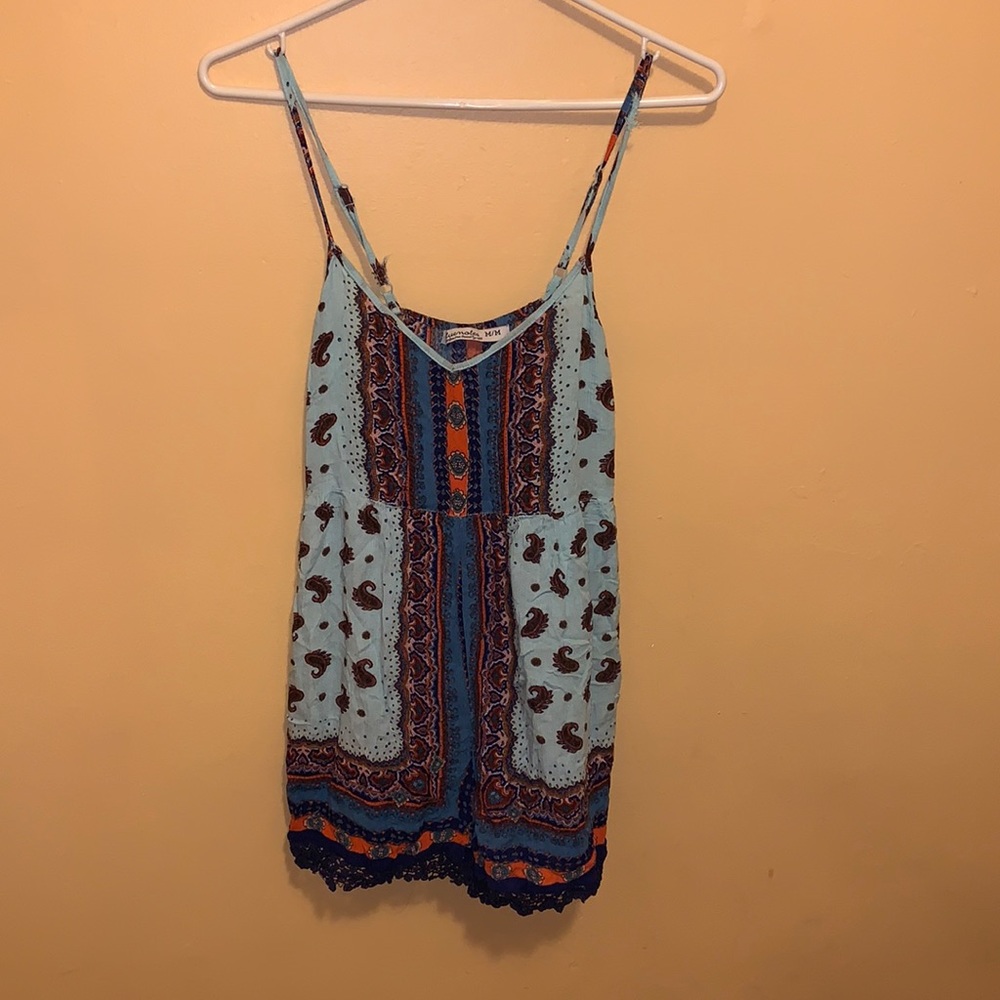 Spaghetti strap romper with pockets